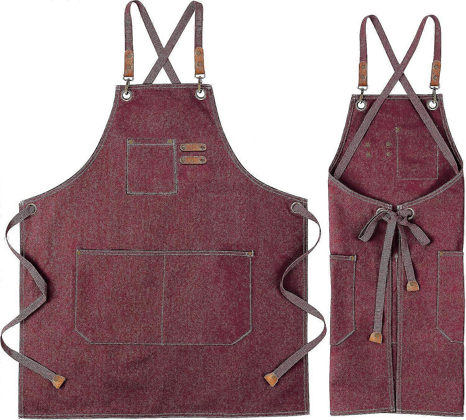 Canvas Apron For Men, Heavy Duty Work Apron With Pockets