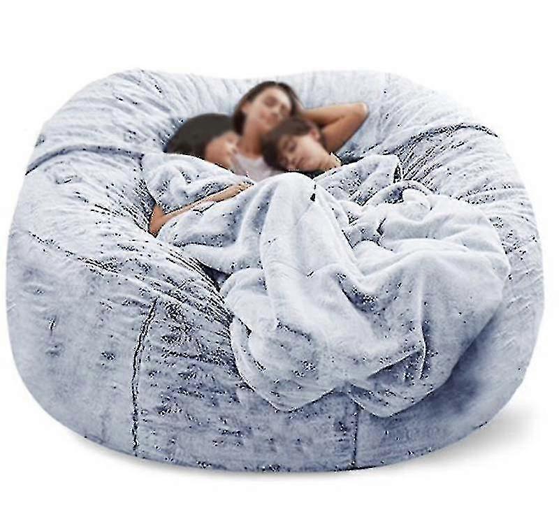 Leniwa torba na sofę Sztuczne futro Worek fasoli Sofa z fasoli (bez wypełniacza) -150 cm * 75 cm - śnieżny niebieski