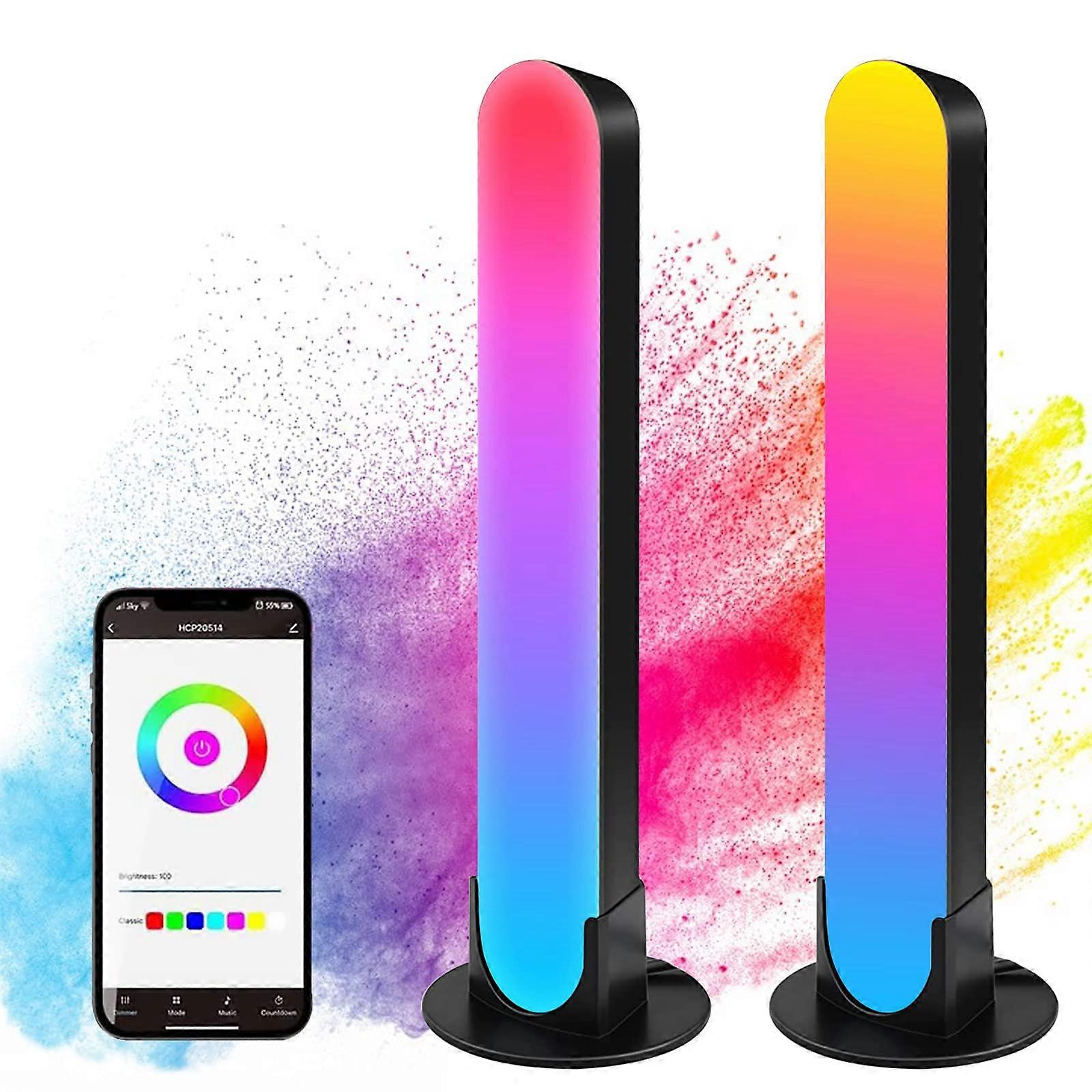 Smart LED Lamp 2 pcs, Smart Lamp with 19 Dynamic Modes and Music Sync Modes, RGB LED Bar, APP Contro