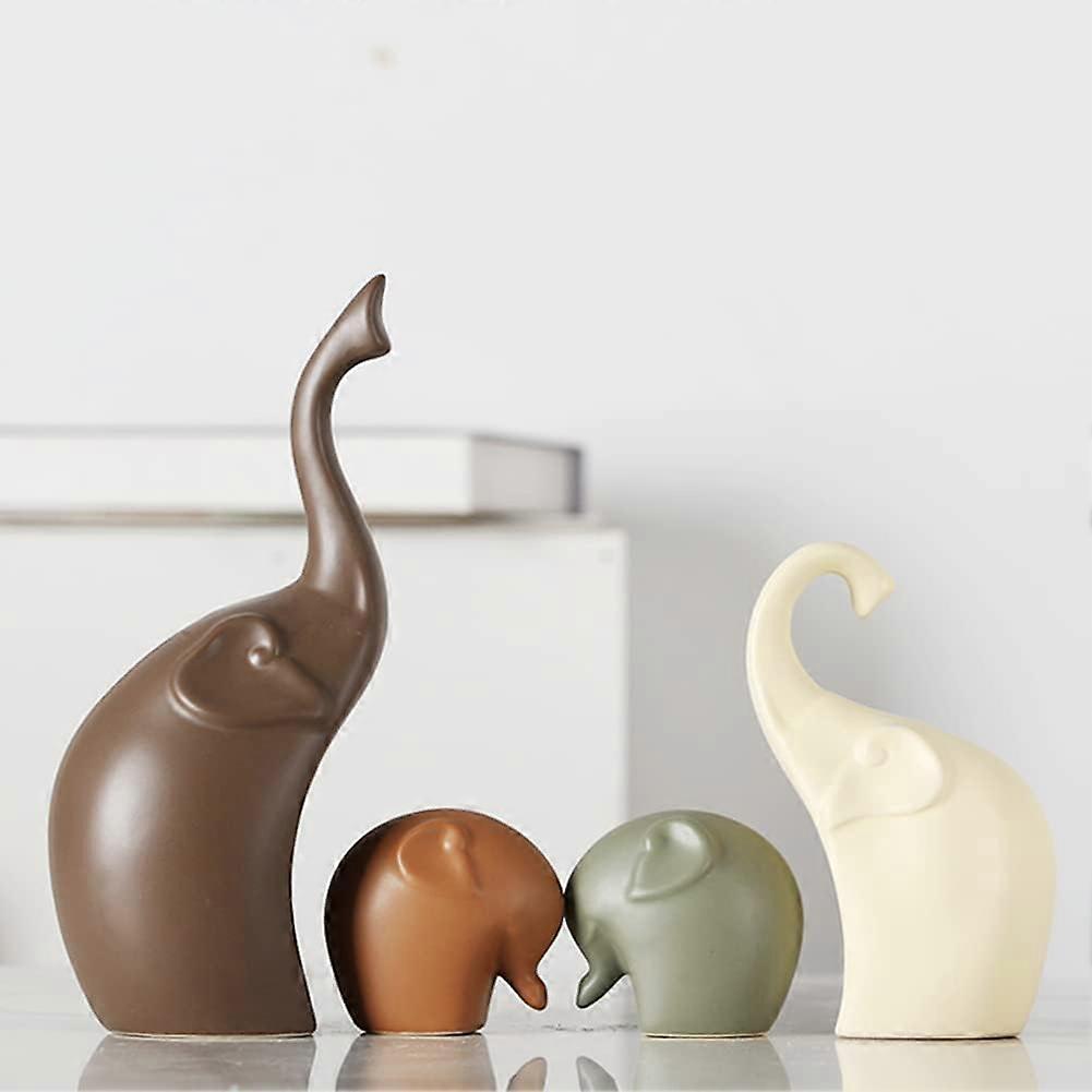 Set of 4 elephant sculptures elephant statue modern design ceramic color.