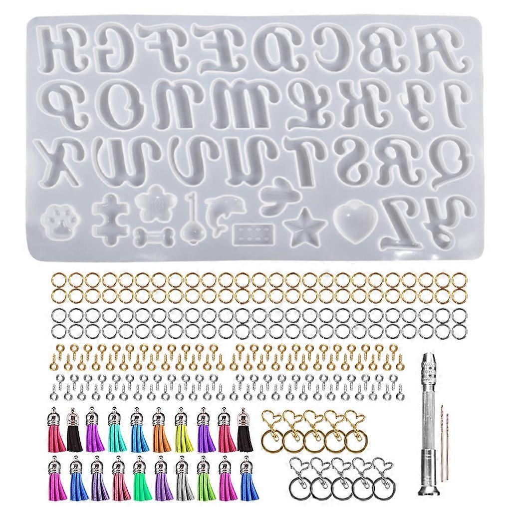 Silicone Alphabet Resin Molds Kit Epoxy Resin Casting Molds Keychain Making Set