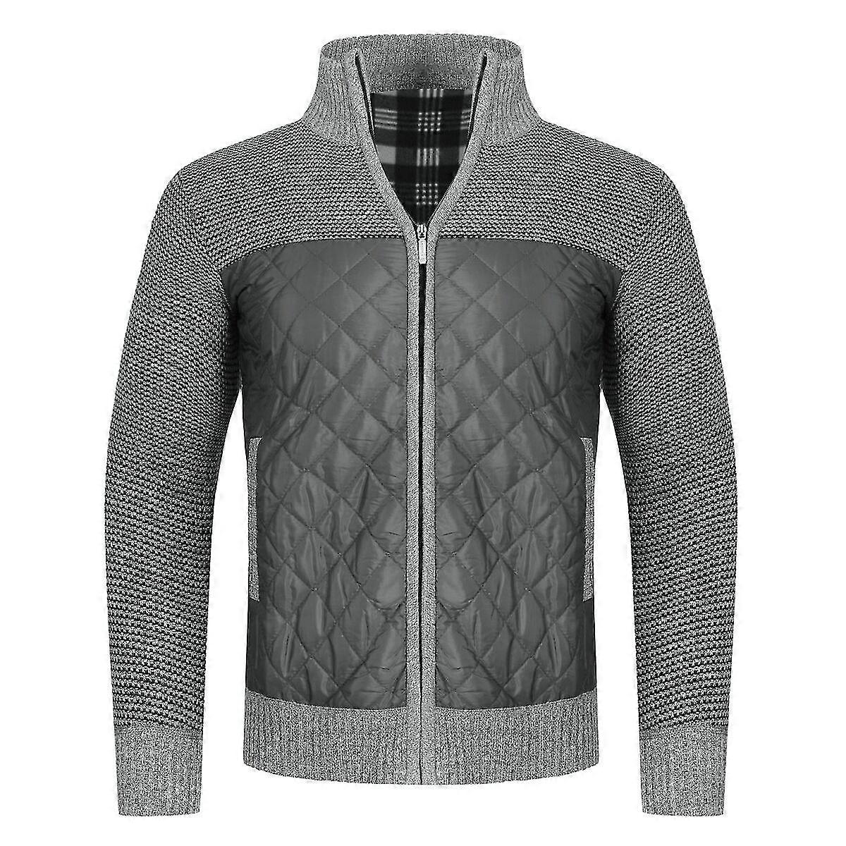 Mens Stand Collar Pullover Sweater Slim Fit Knit Jacket