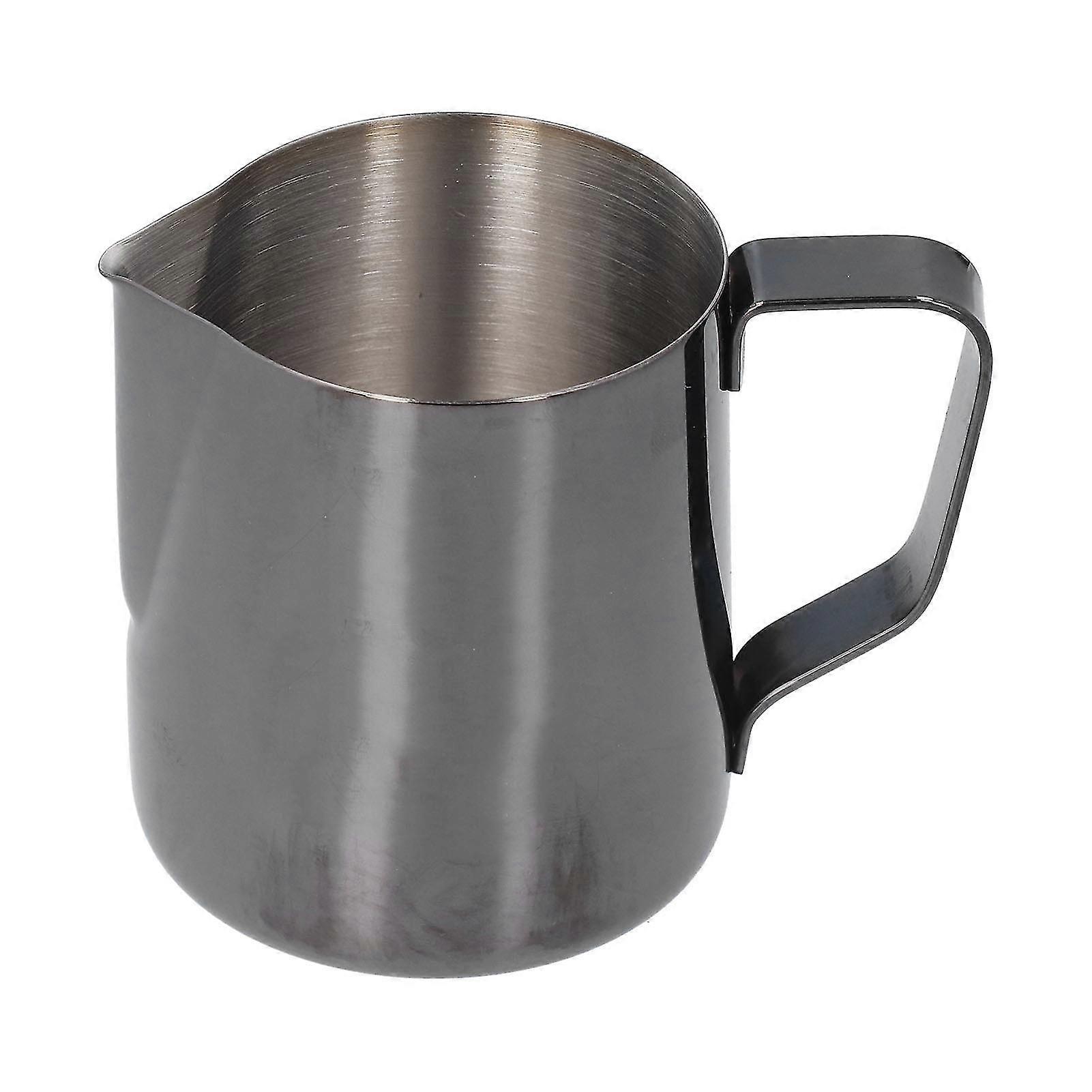 600ML Stainless Steel Milk Frothing Pitcher with Inner Scale and Pointed Spout - Black