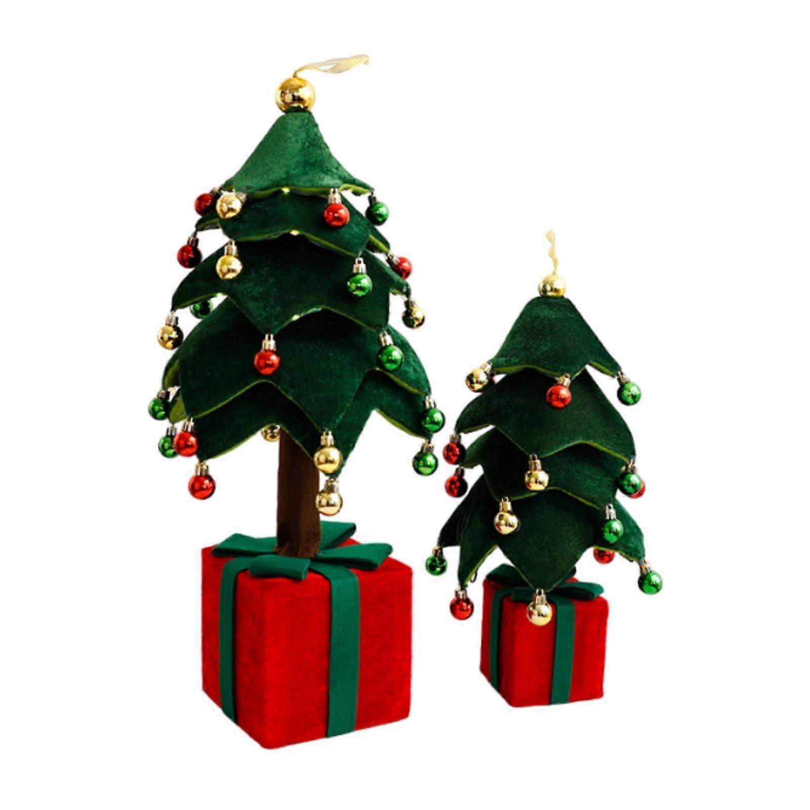 2x Mini Julgran Konstverk Semester Prydnad för Hotell Inomhus Skyltfönster