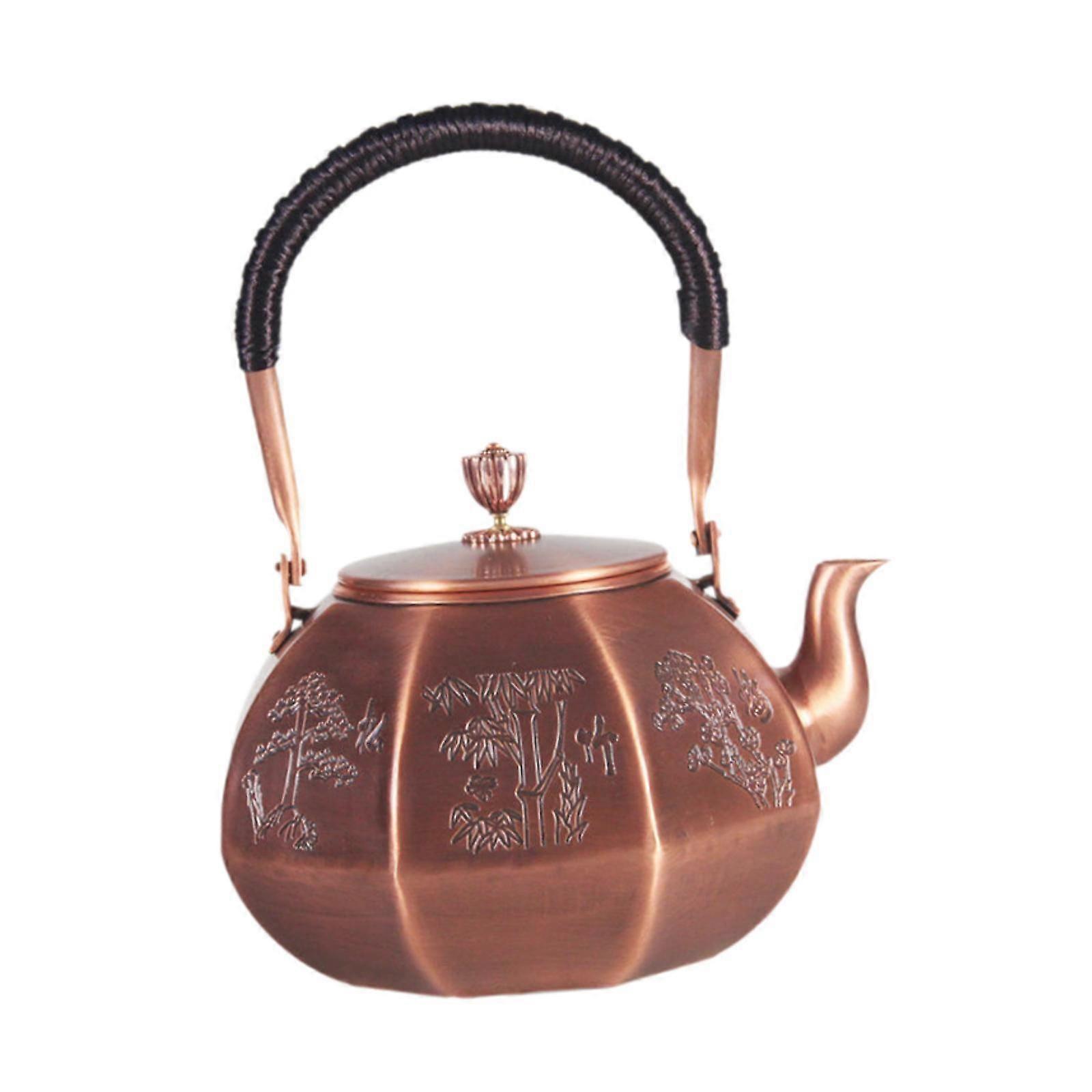 Koppar Tekokare Bärbar Tjock Vattenkokare Tekanna för Tehus Hushåll
