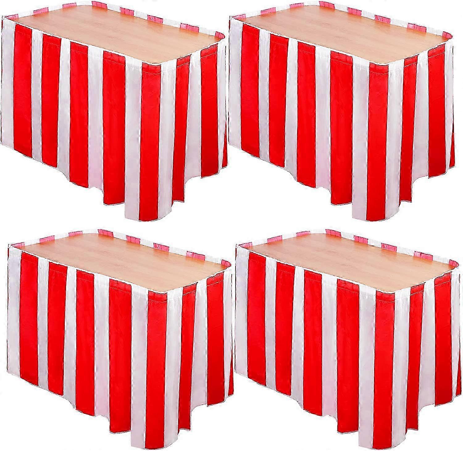 4 Pcs Rouge Blanc Rayé Table Jupes Carnaval