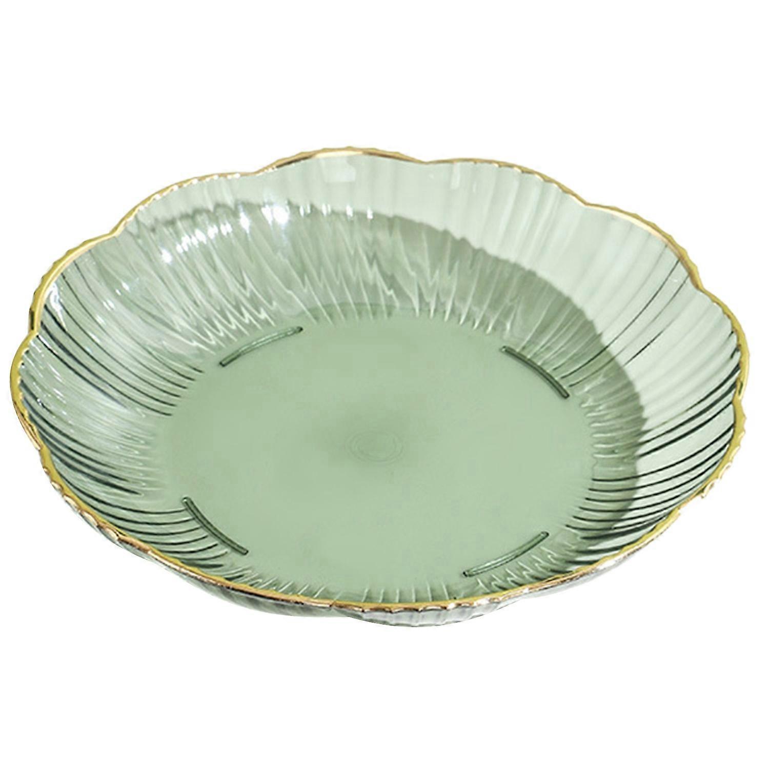 Transparent Fruit Plate Golden Edge Stackable Snacks Serving Platter Unbreakable Round Salad Dessert