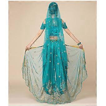 Costume Princesse Arabe Femme – Combinaison Paillettes, Couronne, Pour Danse Orientale, Carnaval, Halloween