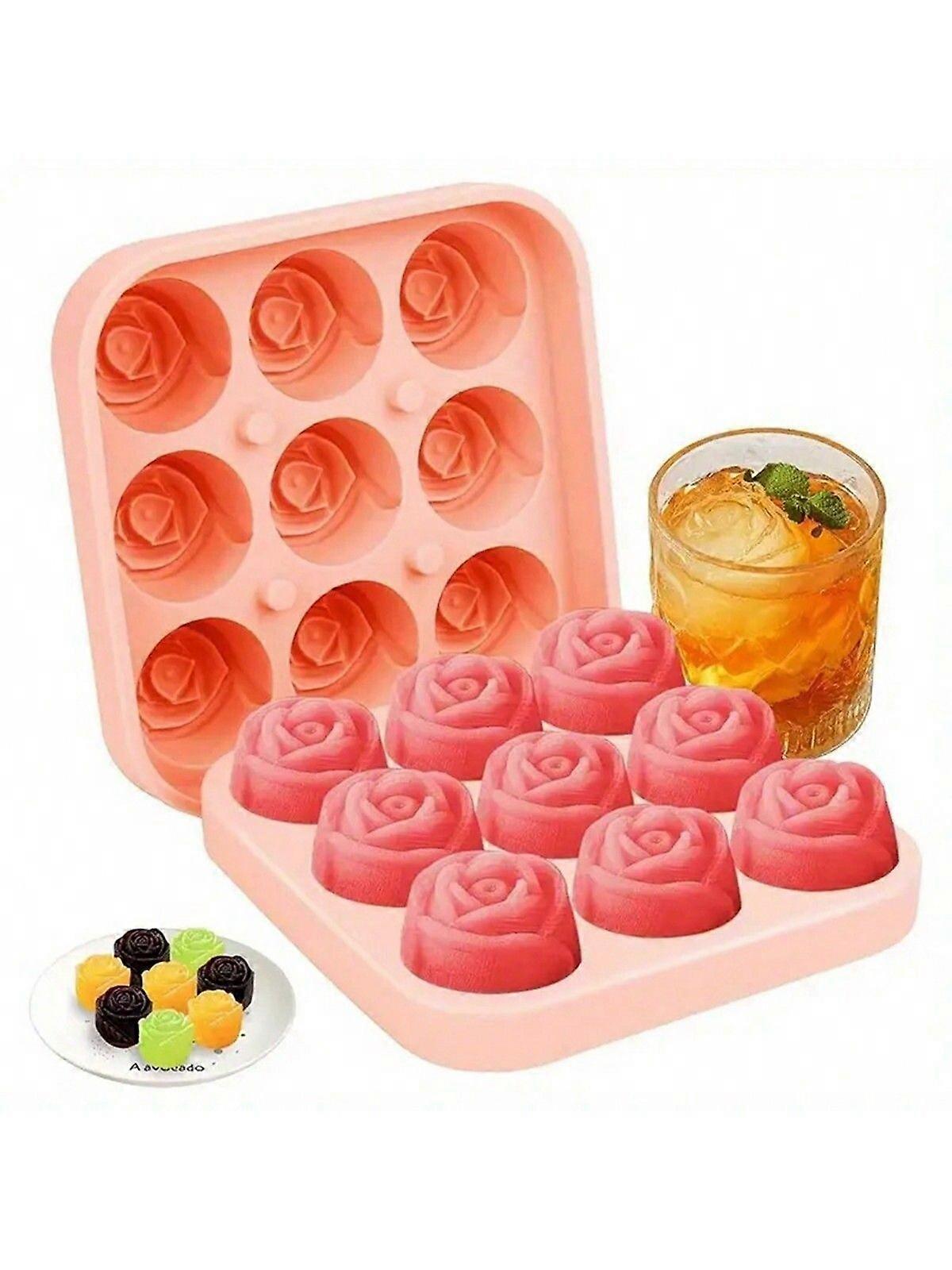 1pc 6-Grid/9-Grid ijsblokjesbakje, siliconen roosvormige ijsblokjesvorm, multifunctionele chocoladevorm voor pudding, gelei, snoep, whisky-ijsblokjesbakje,