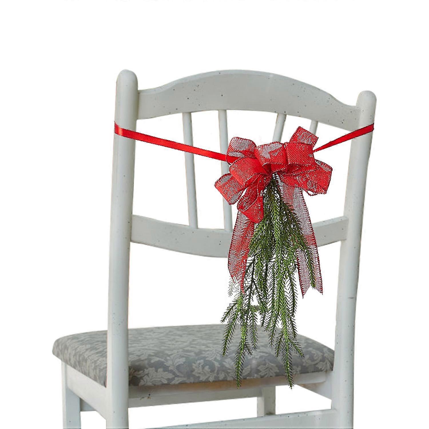 [安德在线]（下单备注：4个装一袋发货）（17108）4pcs圣诞节森系椅背花红色蝴蝶结过道装饰花庭院栅栏红浆果欧根纱绑花