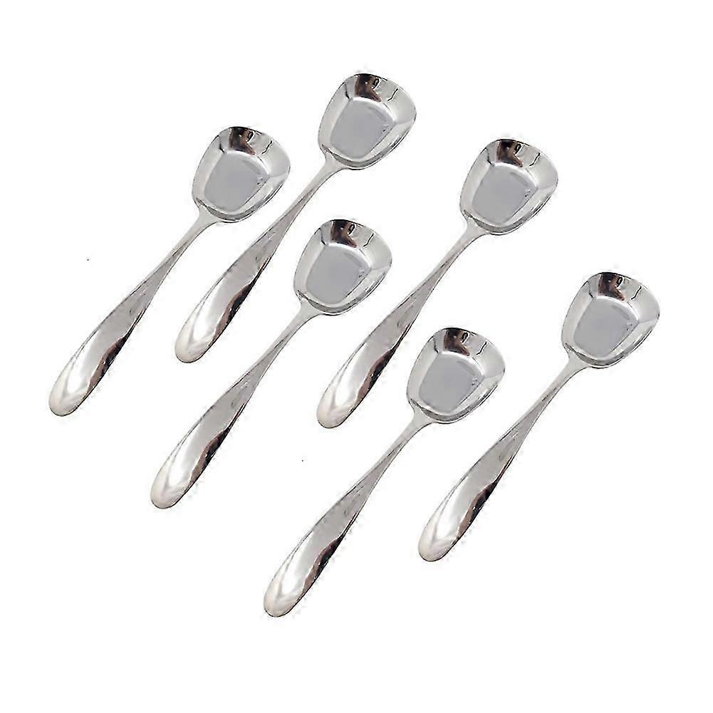 6PCS SquareHead Stainless Steel Spoons, Ice Cream Spoons, Arithmeticn Spoons, Rice Spoons, Soup Spo