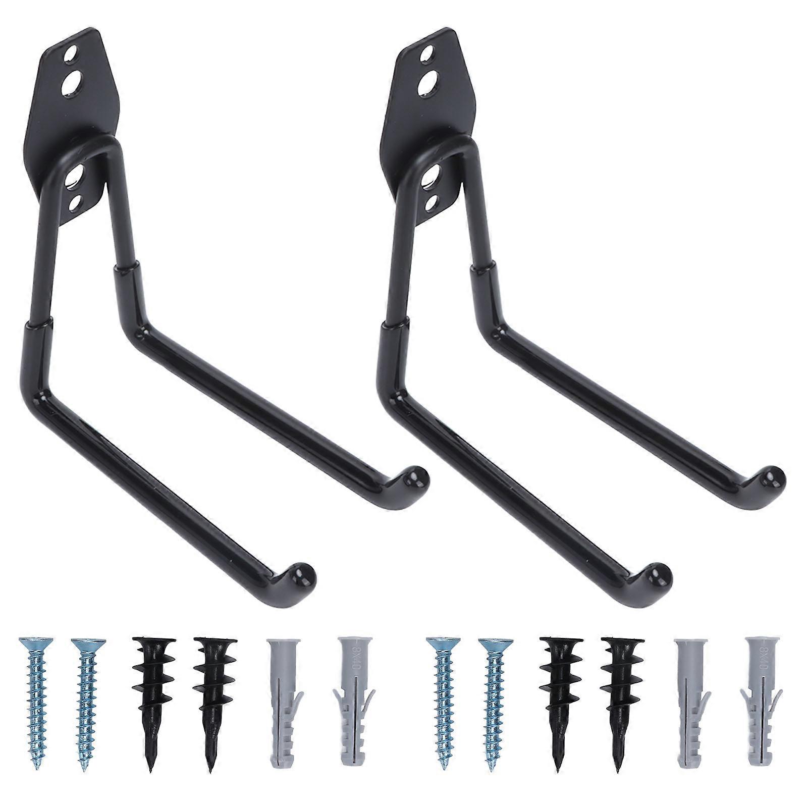 2Pcs Garage Hooks Multipurpose Wall Mount Garage Storage Hanger Organizer with 2 Hooks Style A 16.5cm / 6.5in