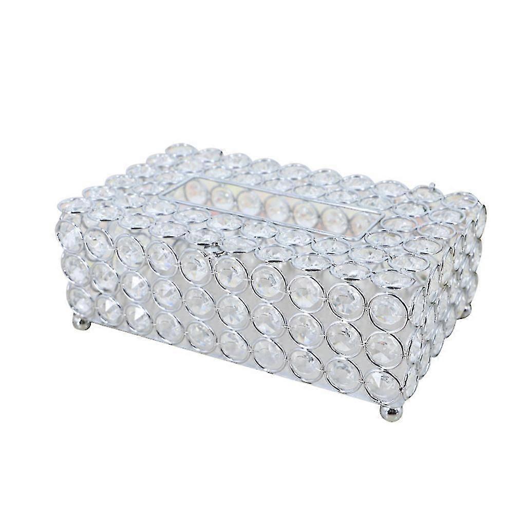 Rectangular Crystal Tissue Organizer Box For Car Home Office Dormitory Dresser