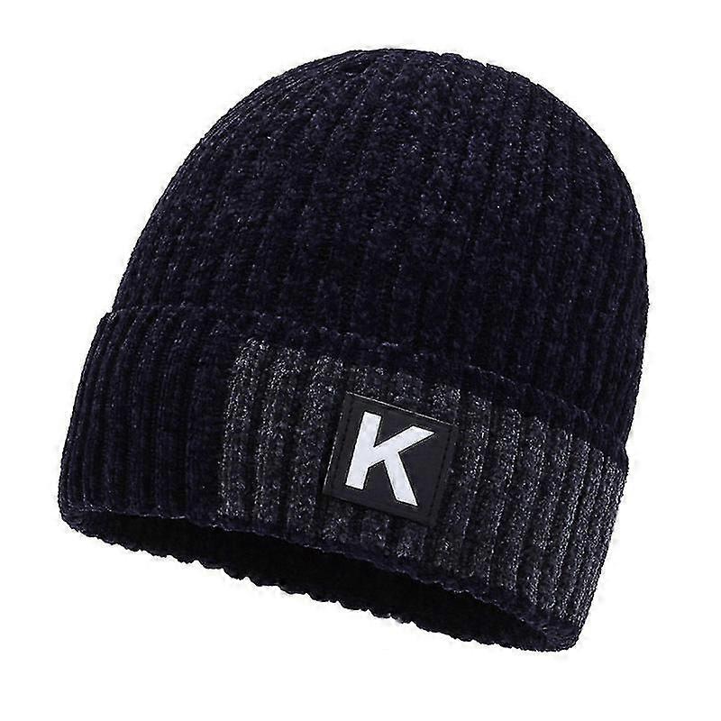 Winter Cotton-padded Cap Men's 2023 New Fashion Simple Knitted Hat Fleece Lined Padded Warm Keeping Wool Hat