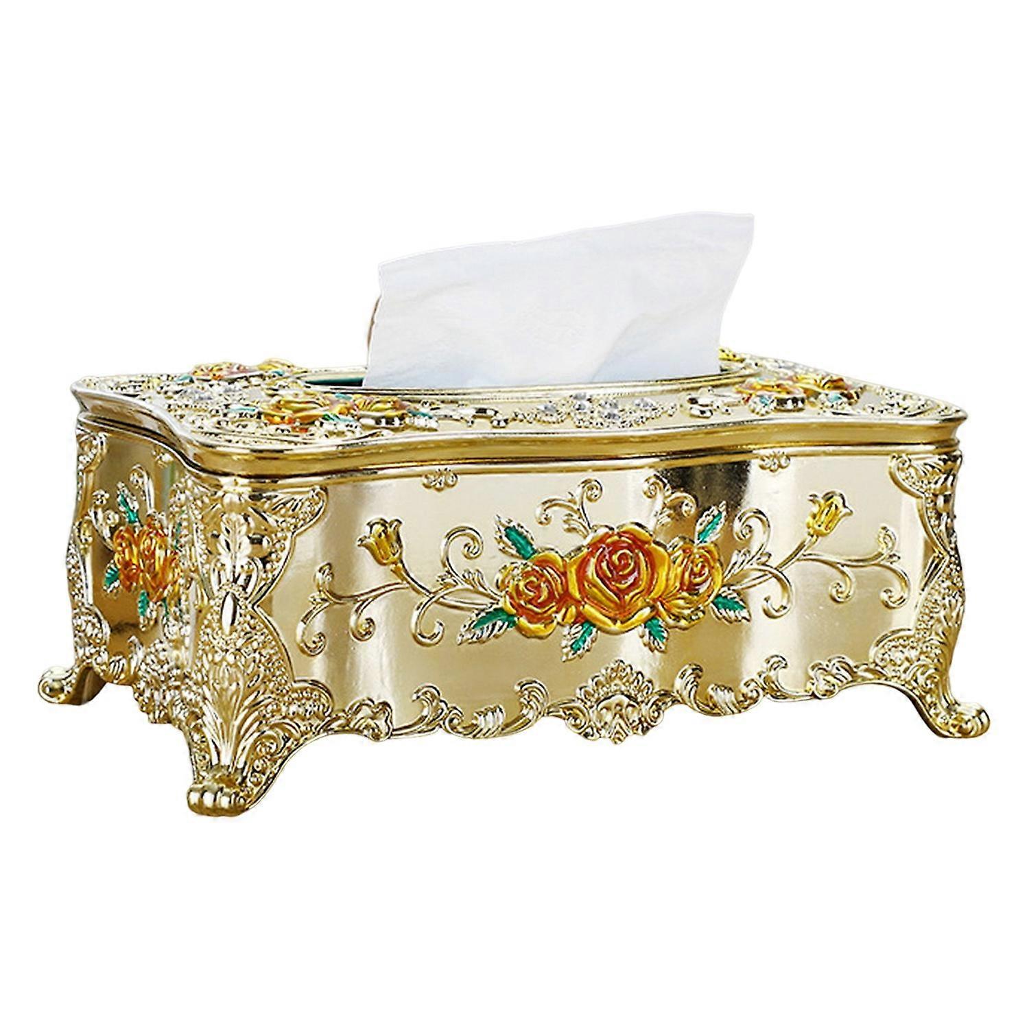 Tissue Box Magnetic Suction Removable Cover 4-Feet Support Easy to Refill Extract European Relief