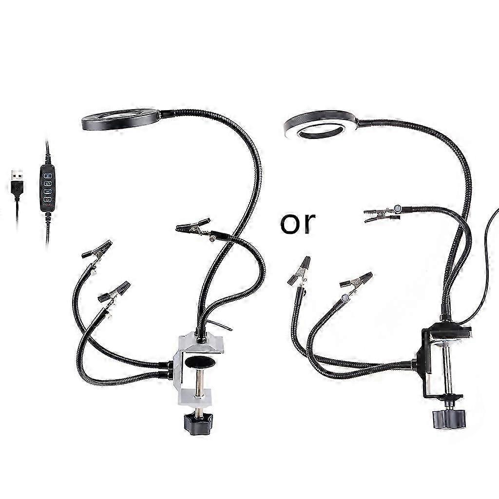 LED Magnifier Helping Hands Soldering Third Hand Soldering Tool PC-B Holder