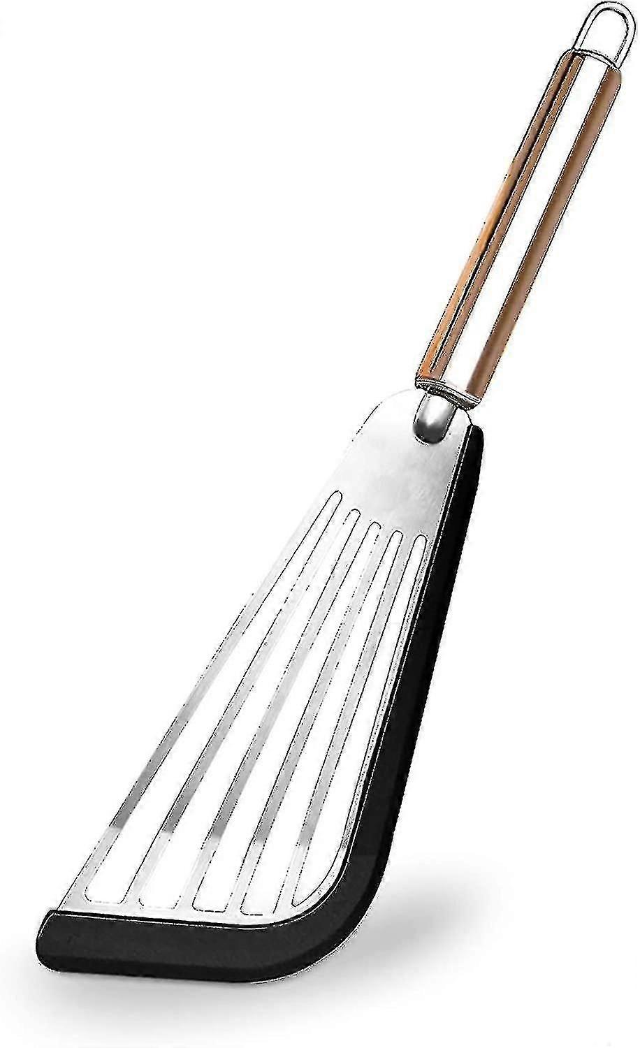 Stainless Spatula For Nonstick Cookware, Flexible Metal Fish Turner With Soft Silicone Edge, Slotted Spatula For Cooking Scrapping, Flipping