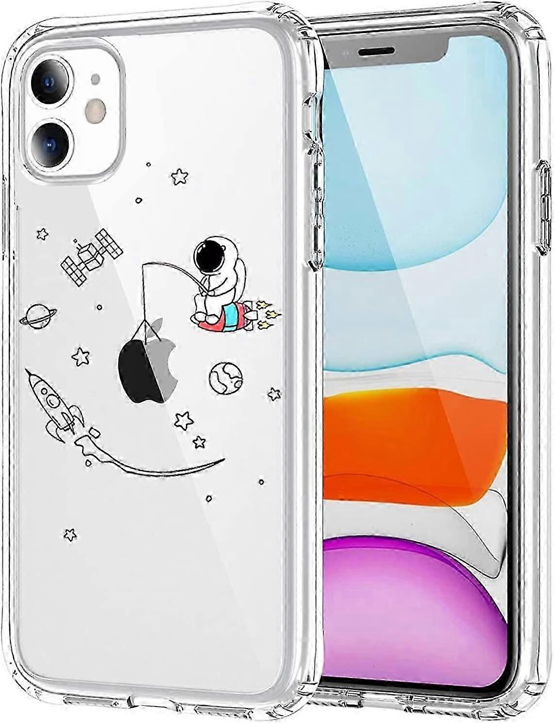 Compatible with iPhone 11 Case Clear Cute with Astronaut Outer Space Planet Star Creative Pattern,Soft TPU Shockproof