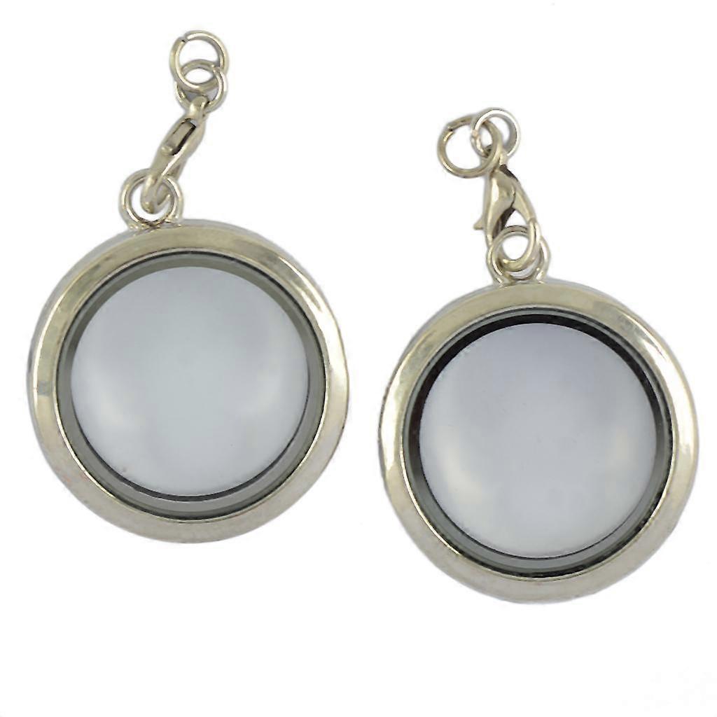 2pcs DIY Living Memory Locket Pendants for Bracelets Floating Charms