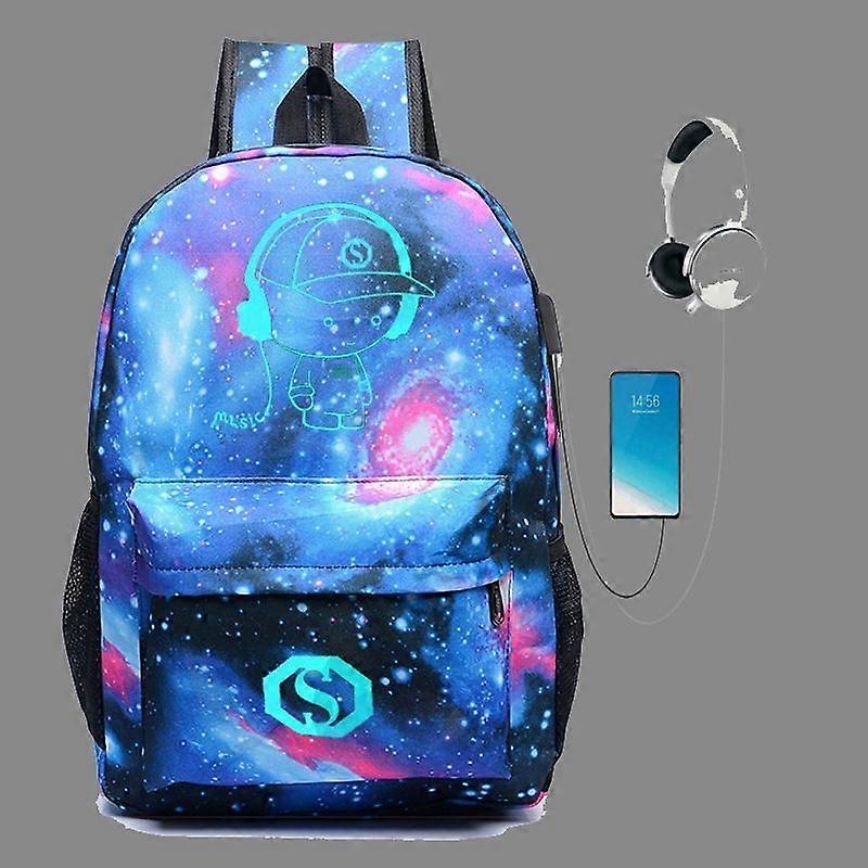 女の子のための学校のバックパックスクールバッグ男の子ギャラクシールミナスバックパックユニセックス、学校の軽量バックパックタイプ1のためのUSB充電ポート付き
