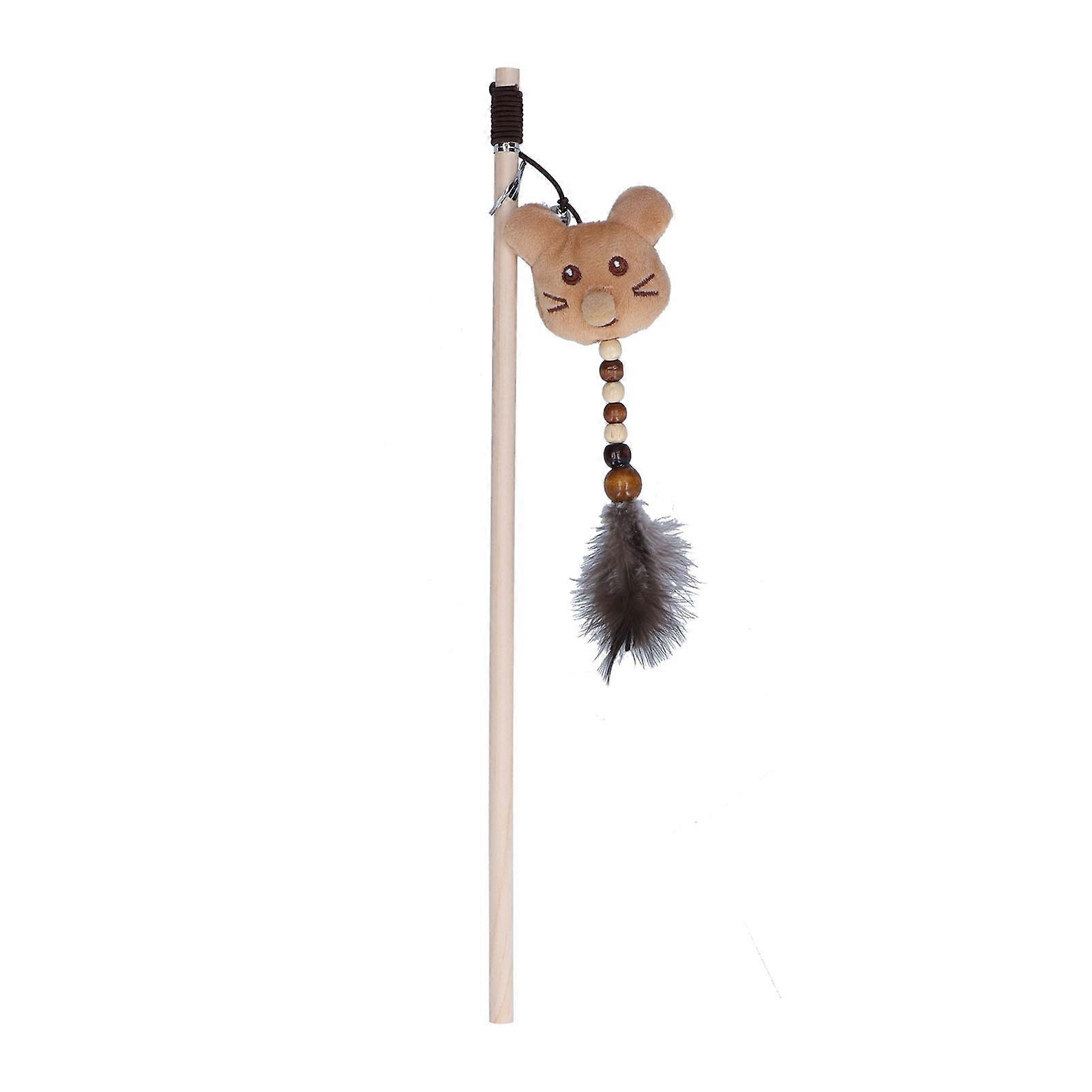 Cartoon Mouse Feather Cat Stick with Bells for Play