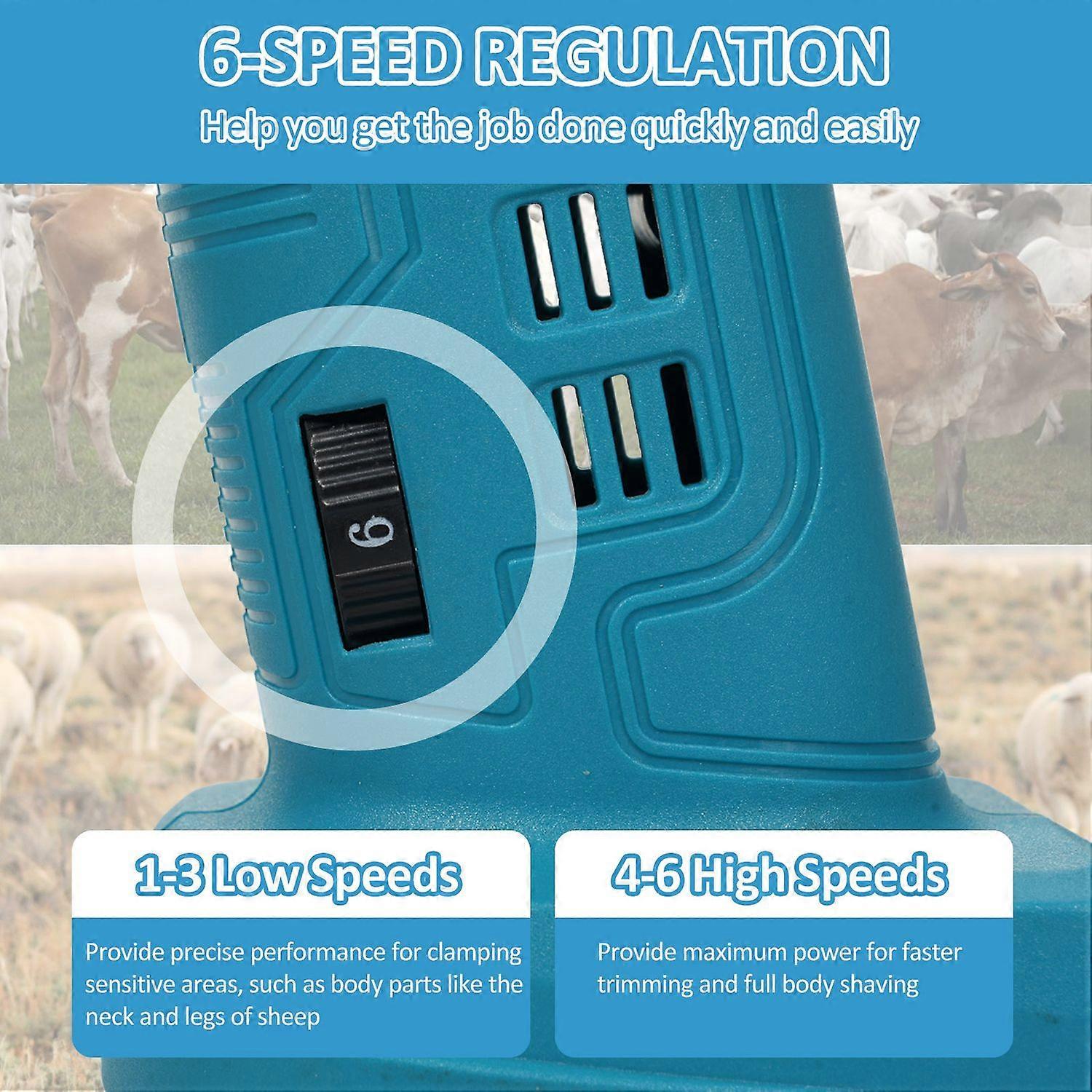 Electric Sheep Shears 500W 2400RPM Professional Rechargeable Shearing Clipper 21V with 6 Speed for S