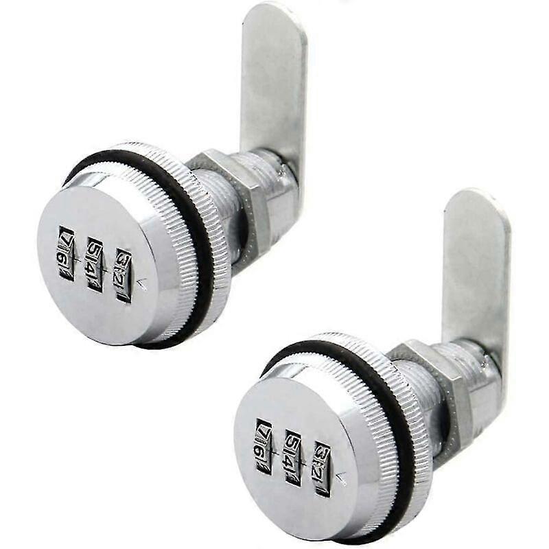 Latch and Bolt 2 Piece Combination Lock 3 Digit Password Lock Keyless Cam Lock - Chrome Zinc Alloy Coded Security Lock for Drawer Locker