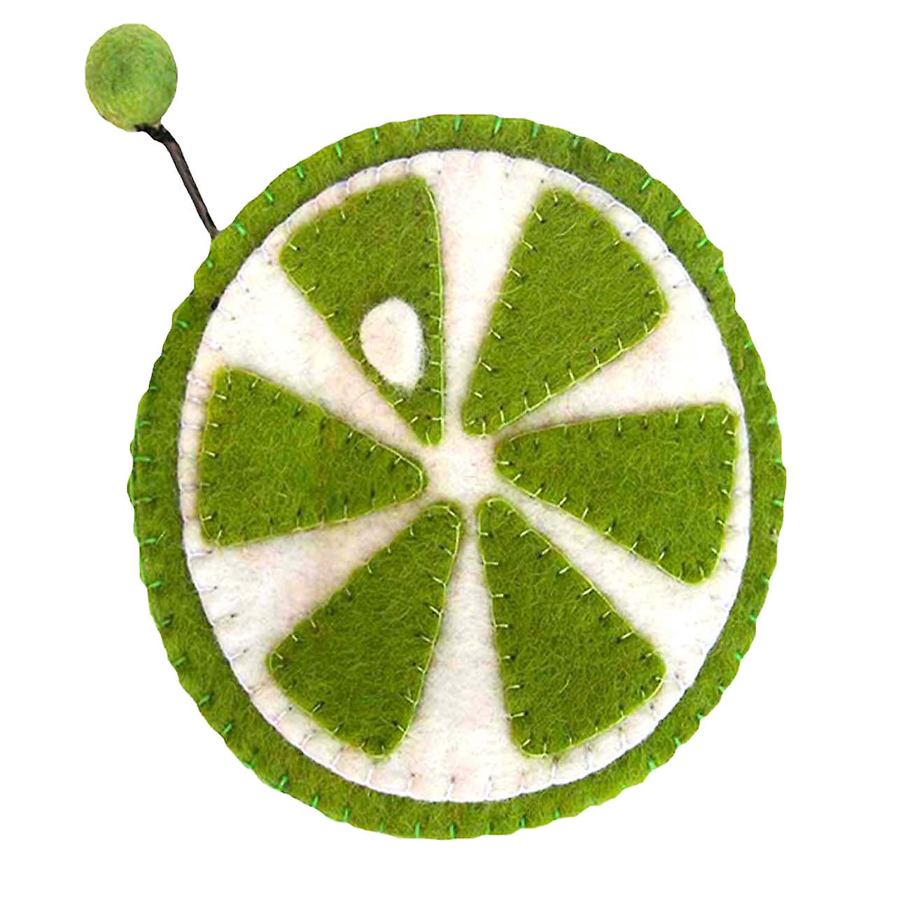 Handmade Felt monede de fructe pungă Lime Global Groove