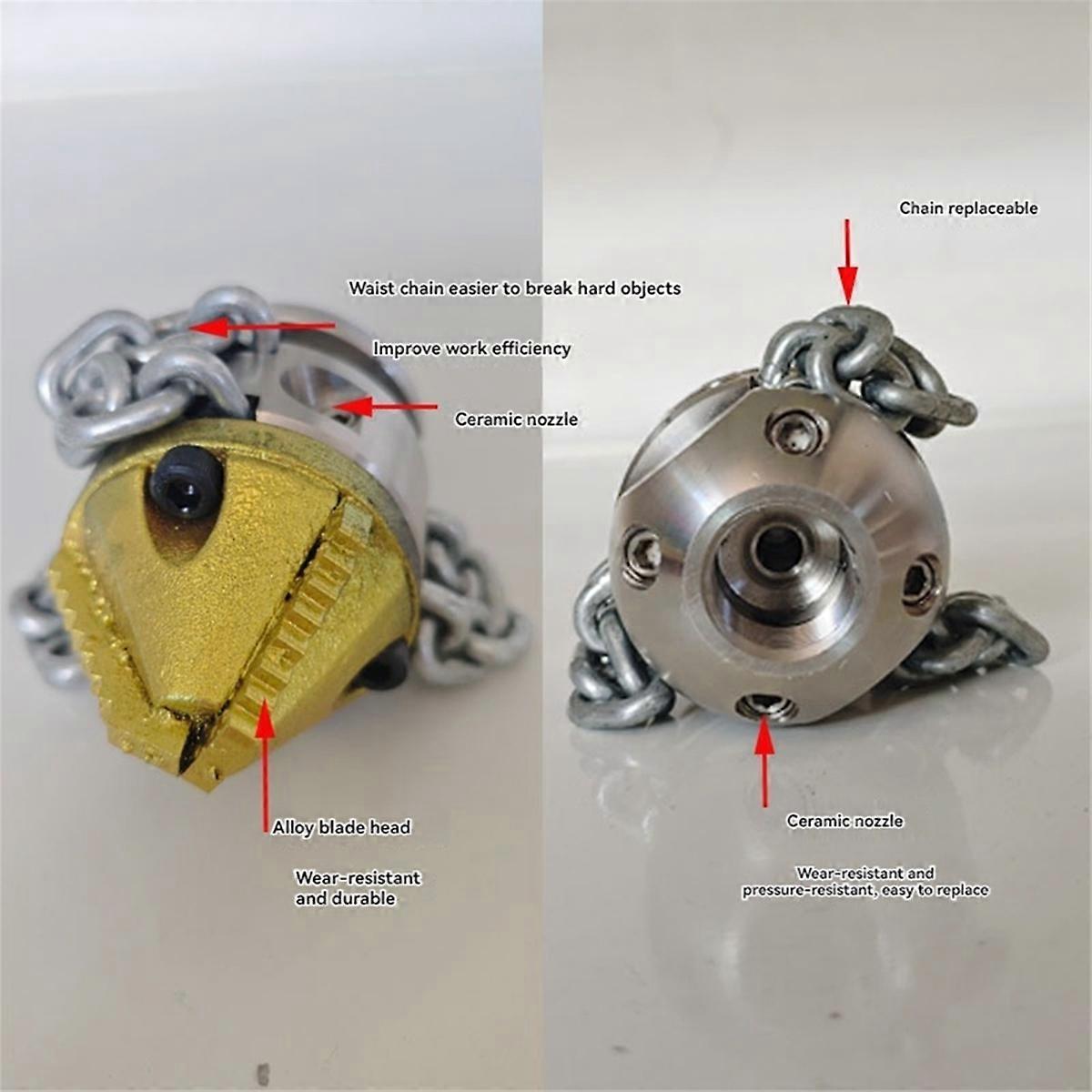 70L Rotating Blasting Nozzle High Pressure Pipeline Dredging Cleaning Nozzle Rope&Chain Sling Rotati