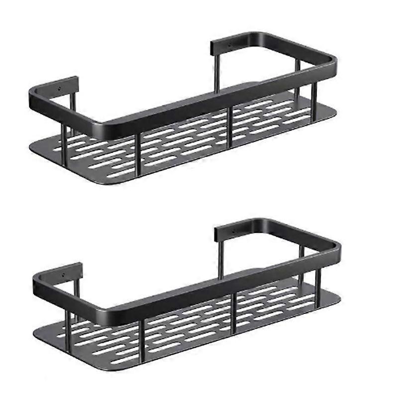 2Pcs Bathroom Shelves No-Drill Wall Mount Storage Rack for Shampoo