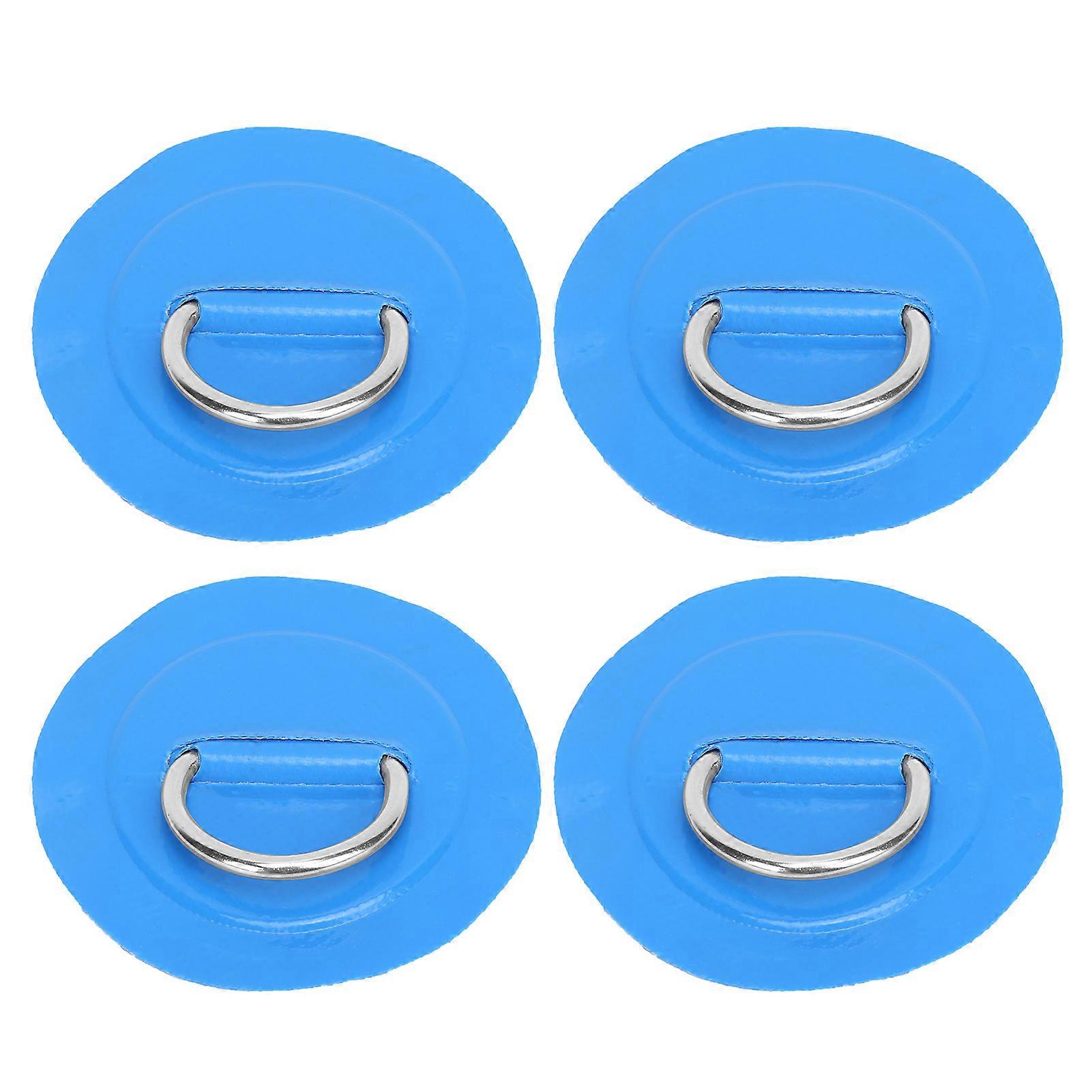 4 Pcs PVC Patch Elastic Rope Set D Ring Pad Bungee Cord Set Stainless Steel D Ring PadBlue