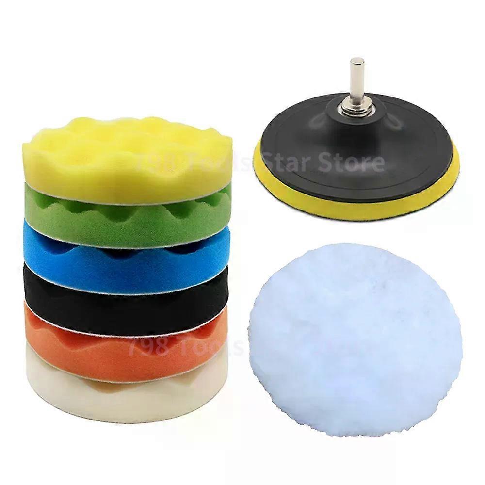 HaKeLai 8PCS Buffing Polishing Pad With M14 Drill Adapter,Sponge and Wool Polishing Pad Set 5 Inch Car Waxing Kit for Polishing Buffing