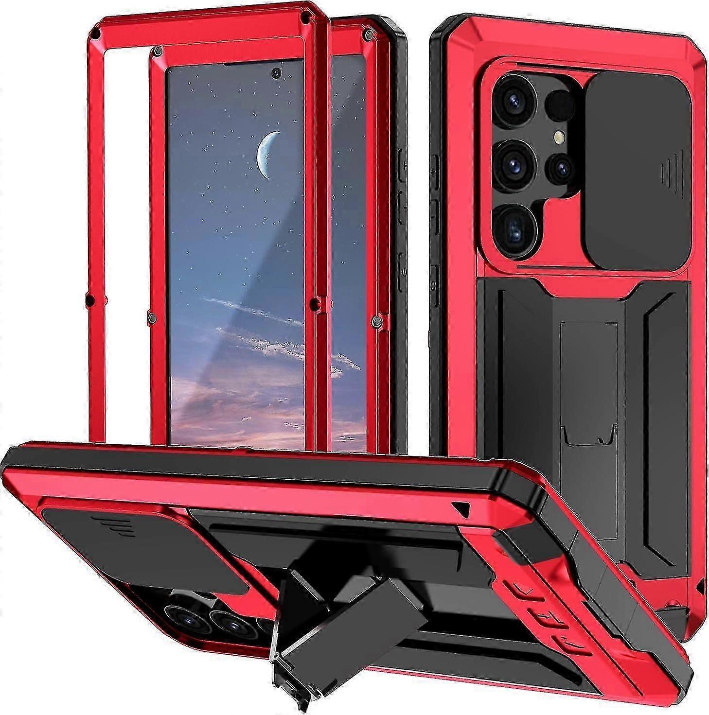 Waterproof Case For Samsung Galaxy S24 Ultra/ S24 Plus/ S24 Aluminum Metal Frame Slide Camera Cover Kickstand Full Body Shockproof