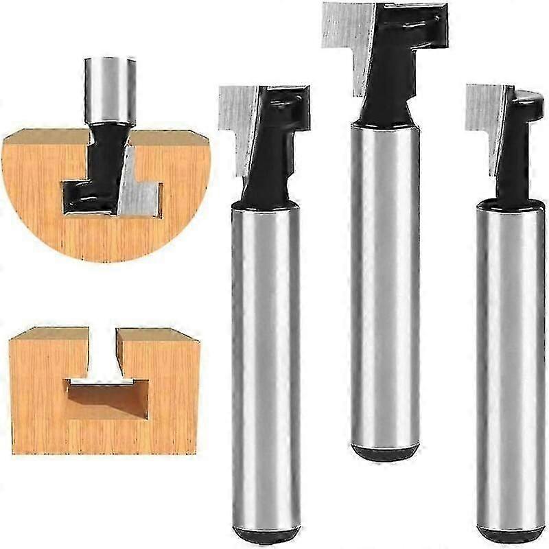 8mm T-slot Router Bit, T-slot Router Shape Router Bits, 3pcs (7.93/9.52/12.7mm) Cutter Shank With Blade Woodworking Router Bits For Power Tools Woodwo