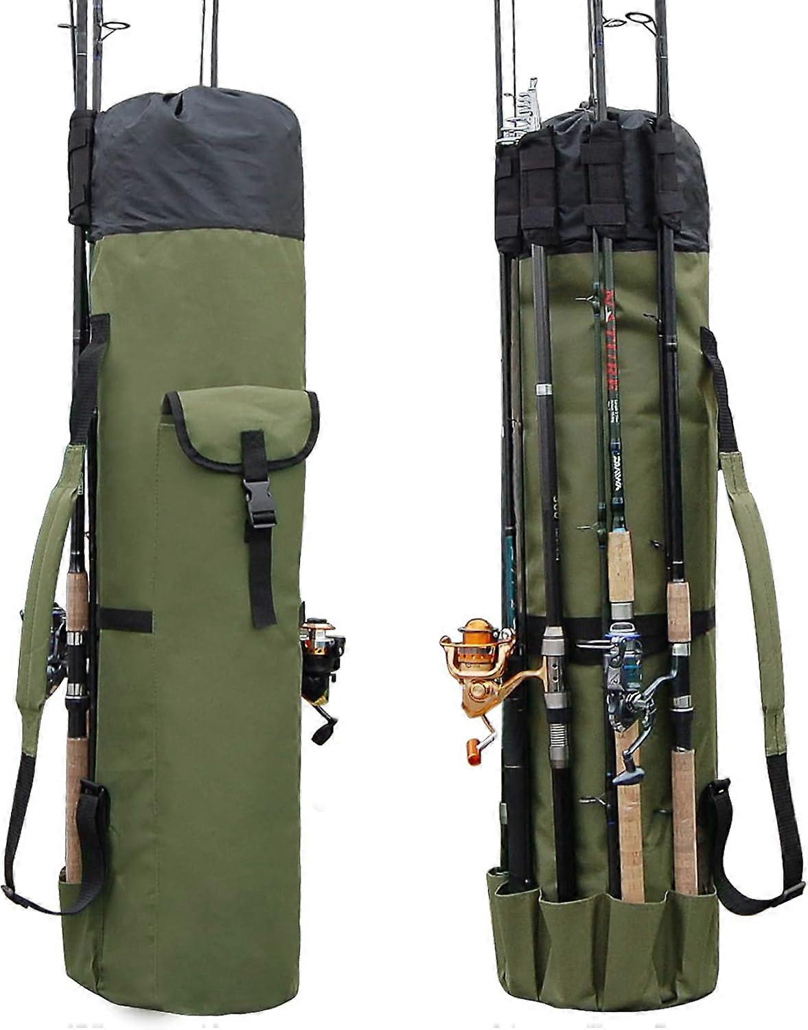 Canvas Foldable Fishing Pole Bag For Travel Durable Canvas Fits Most Telescopic Poles Lightweight Foldable Design