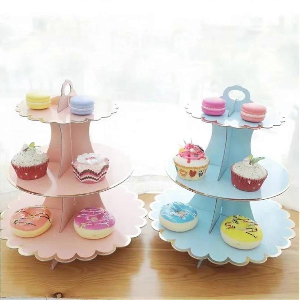 6PCS 3-Layer Disposable Round Birthday Cupcake Dessert DIY Paper