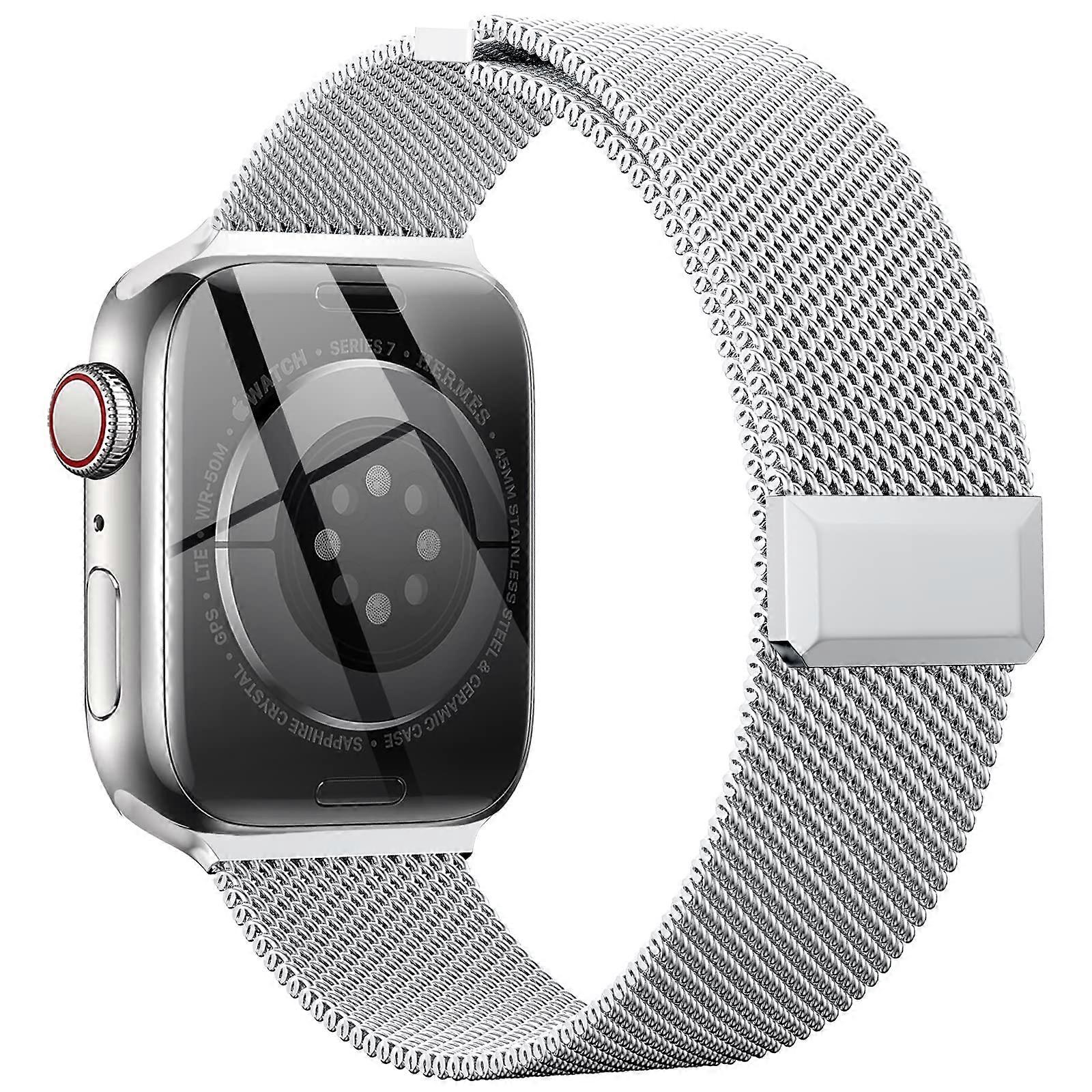 Stainless Steel Mesh Loop Magnetic Clasp Apple Watch Band for Men 49/46/45/44mm