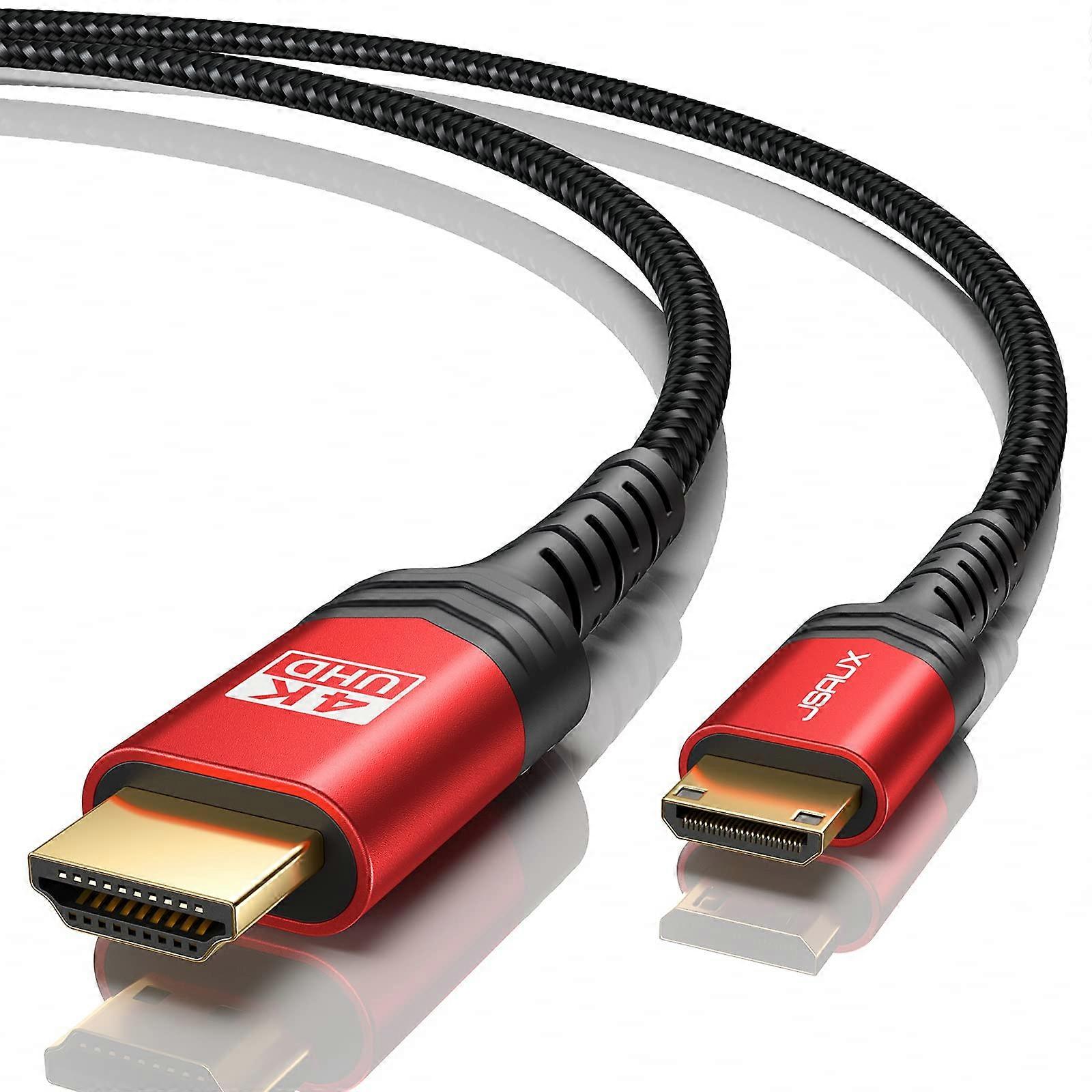 Mini HDMI to HDMI Cable 10FT, 4K 60Hz High Speed HDMI 2.0 Cord, Braided Aluminum Shell, Compatible with Camera, Laptop, Raspberry Pi Zero W, Red