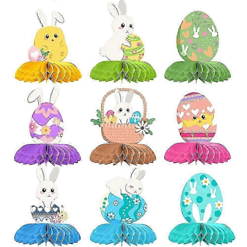 9pcs Easter Bunny Egg Honeycomb Centerpieces Decoration Easter Party Supplies Easter Decorations