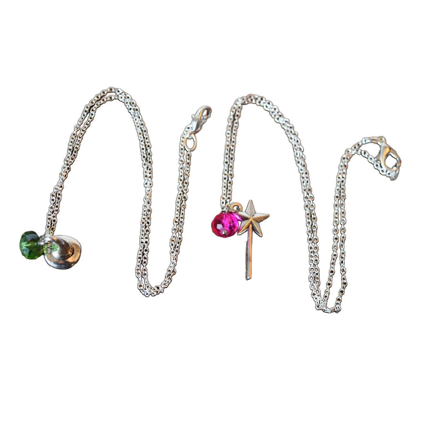 2pcs Stylish Crystal Necklaces Unique Wizard Hat and Magic Wand Pendant Clavicle Chains Handmade Collarbone Chain