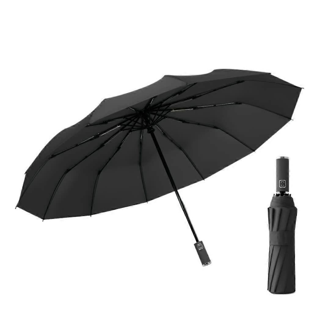 Umbrellas for Rain 12 Bone Umbrella Automatic Black Glue Folding Sun Umbrella Sunny Rain Sunscreen Sunshade Umbrellas for Windproof Rain (Color : B)