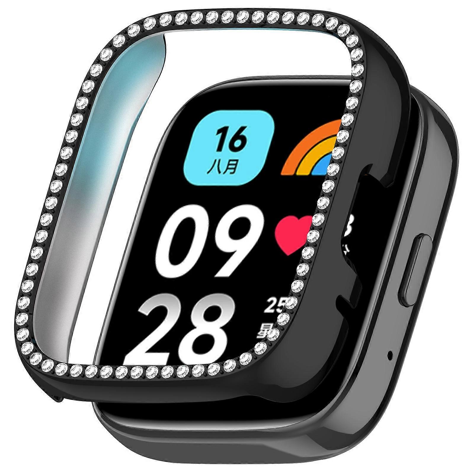 Single Row Diamond Half Coverage Hollow PC Watch Protective Case For Redmi Watch 3 / Watch 3 Lite