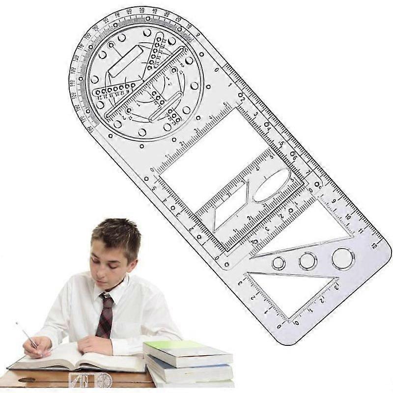 Multifunctional geometric rulerPainting ruler with 14 geometric figuresdraft rulergeometric drawing tool