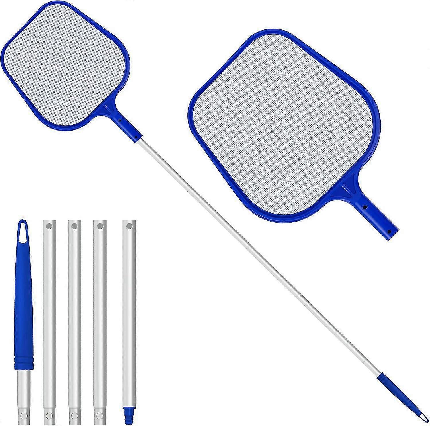 Swimming Pool Skimmer Net, Adjustable 5 Connecting 48Inch Aluminium Telescopic Pole for Cleaning Garden Pond Tubblue