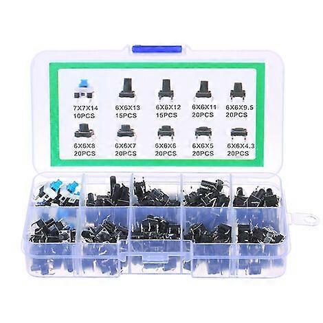 180PCS Tact Switch Package Key Switch 10 specifications in box