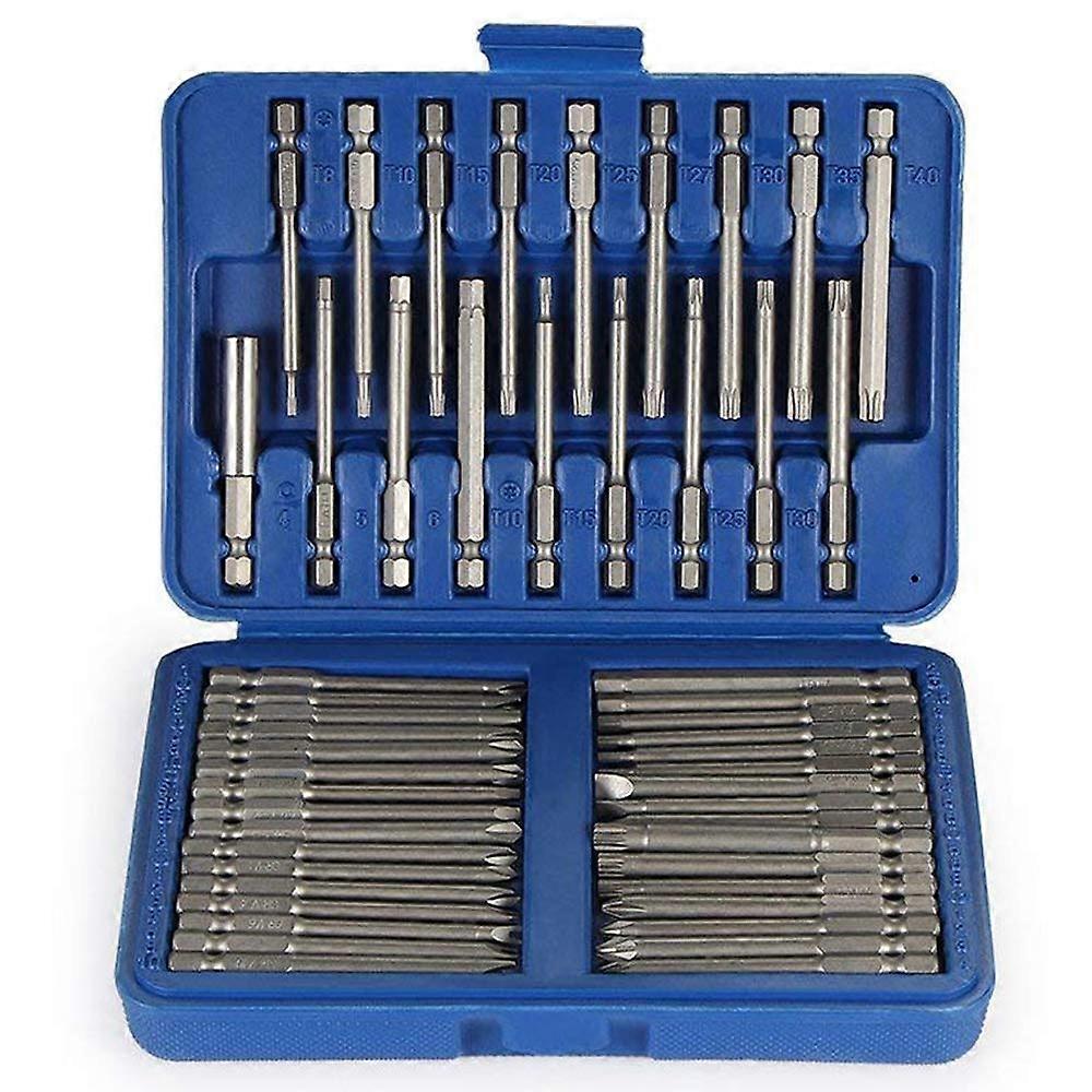 50 Pack Screwdriver Bit Set, 3 in Security Bit Set Extra Long Magnetic Driver Kit with Case, Hex, Star Bits, Philips, Square, Spanner Bits - S2