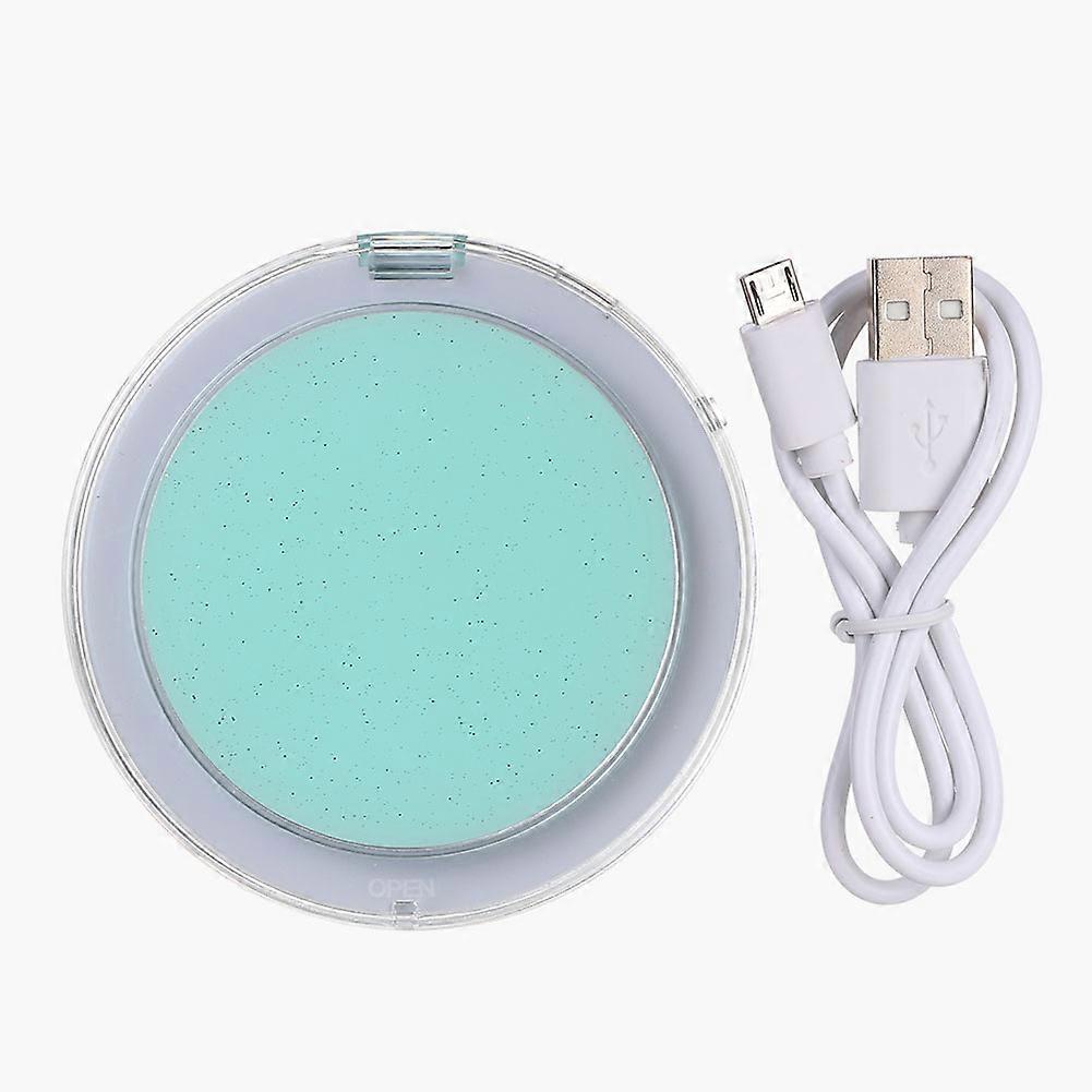 Portable Folding Compact Pocket Mirror Intelligent Sensor LED Light Makeup Mirror Green
