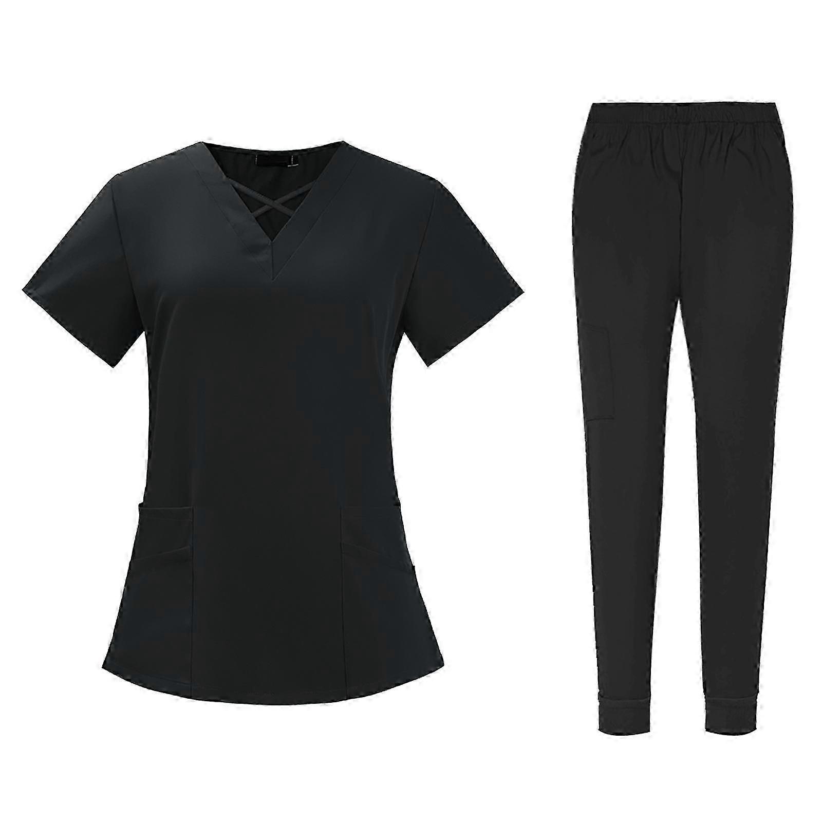 Scrub Set Workwear Scrubs Breathable Fashion Lightweight Durable Soft Working Uniform SPA Uniforms for Occupations Workers Yoga Jogger Nurse