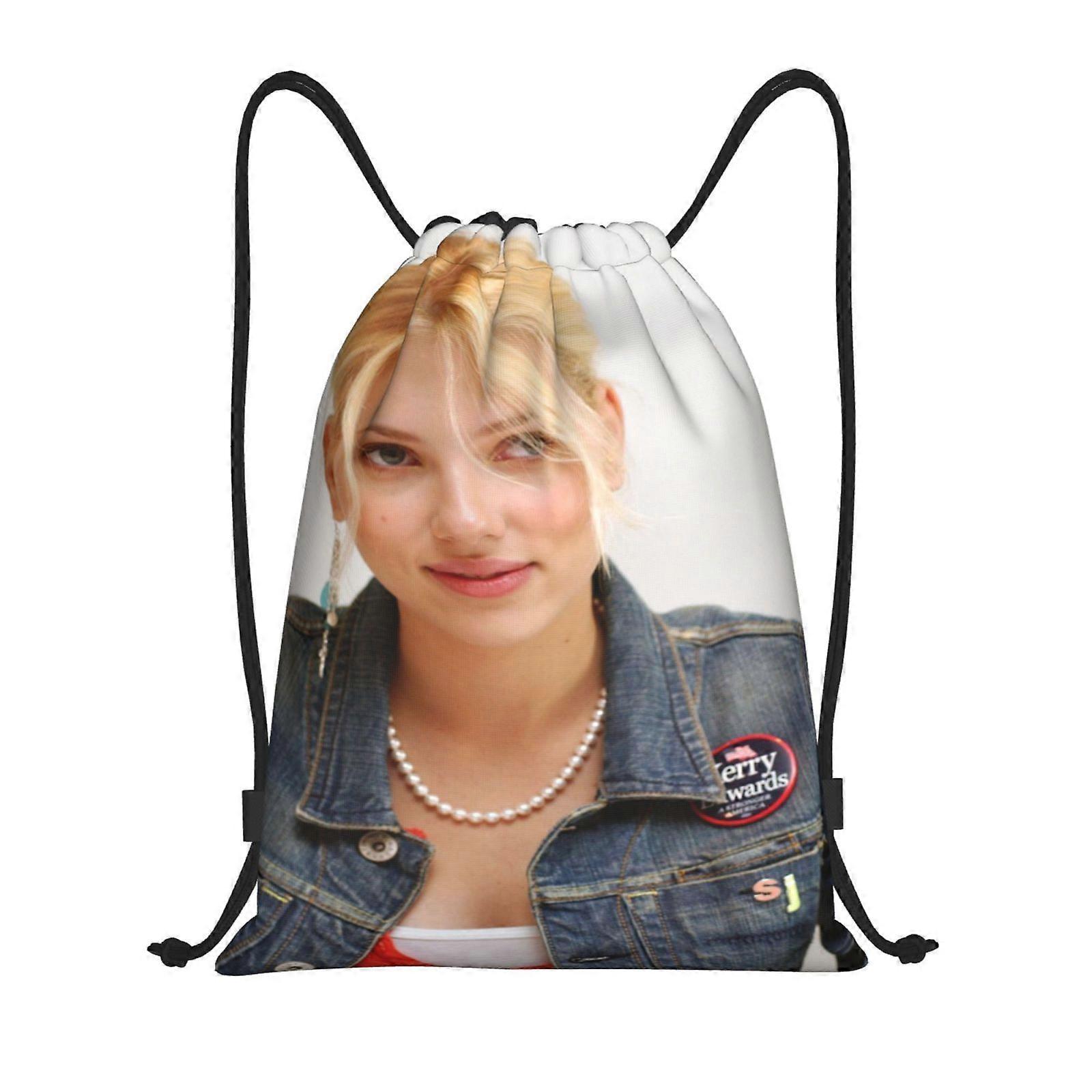 d48 Scarlett Johansson Canvas double shoulder backpack easy to fold, clean, and carry around g48