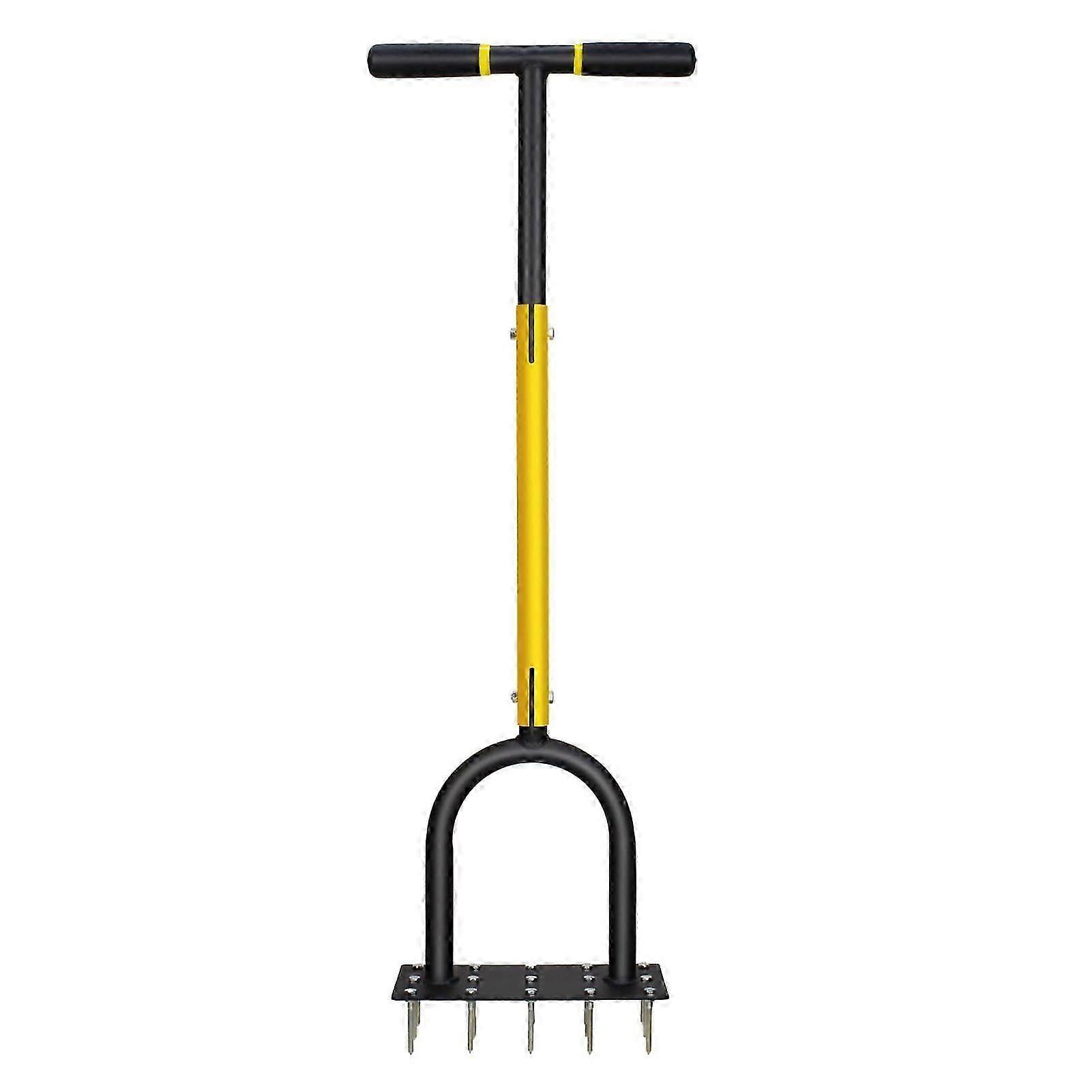 Lawn Aerator 15-Spike Aerator with Long T Handle Heavy Duty Aerating Tool compatible Efficient Soil Loosening Grass Care Lawn Maintenance-CHENG FU